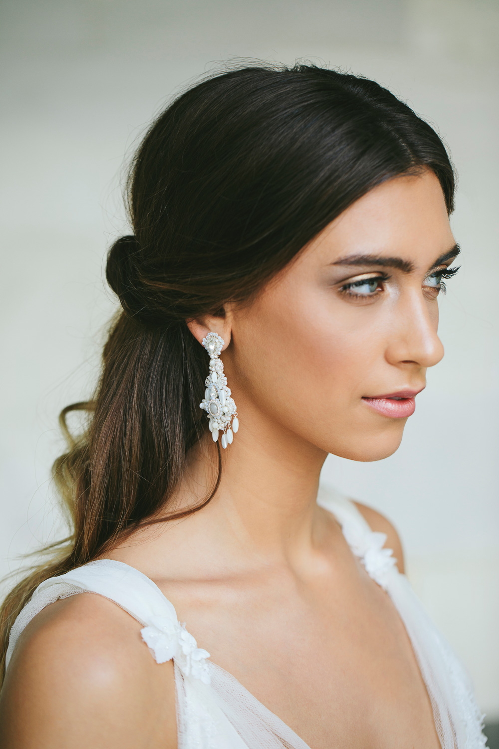 Crystal Statement Wedding Chandelier Earrings in Silver